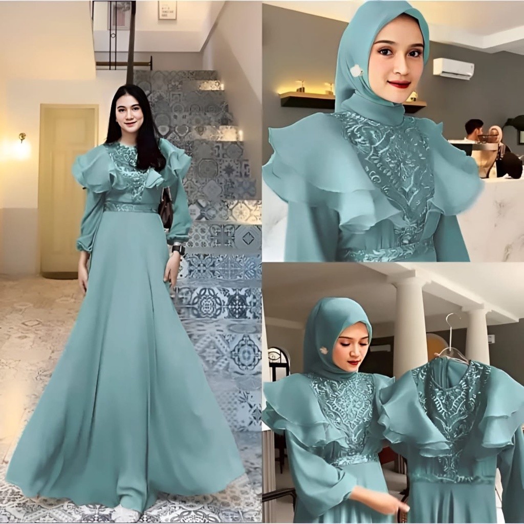 HAGEMAN R.A - Meghan Dress Gamis Brukat Organza Mewah Gaun Pesta Maxi Muslim Wanita Premium