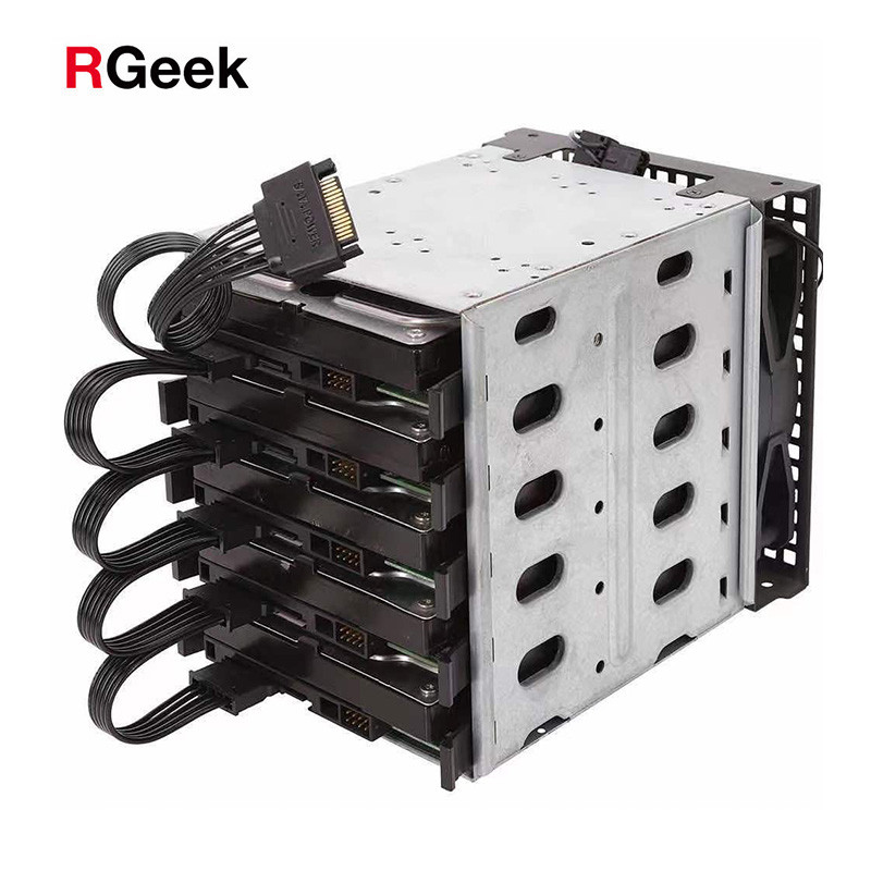 RGEEK Sata 15PIN Molex 4PIN M/F Power Splitter 1 to 5 ATA Power Adapter Cable Black for Hard Drive H