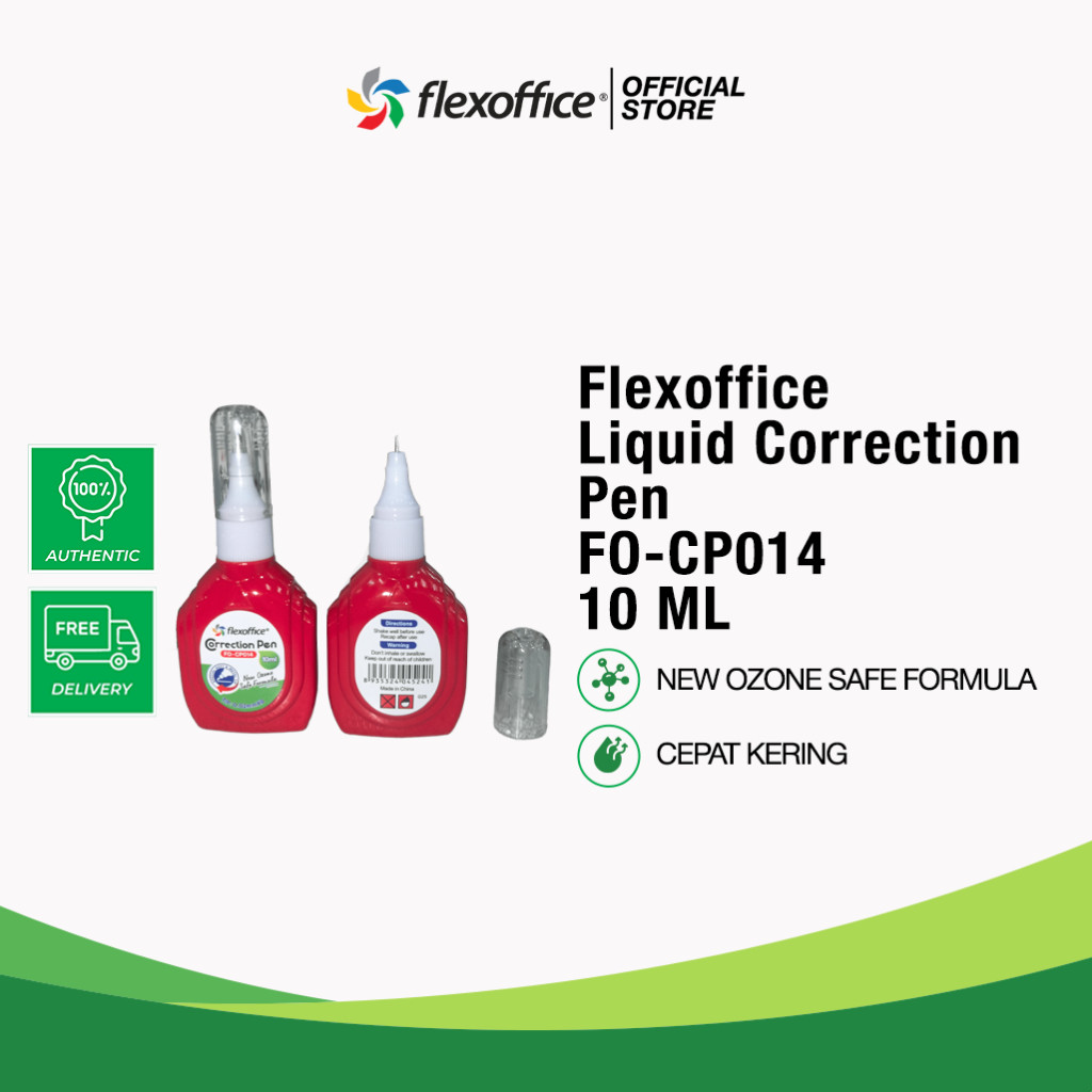 (1 PCS) FLEXOFFICE  LIQUID CORRECTION FO-CP014 10 ML tip x bersih enak dipakai sekolah kantor