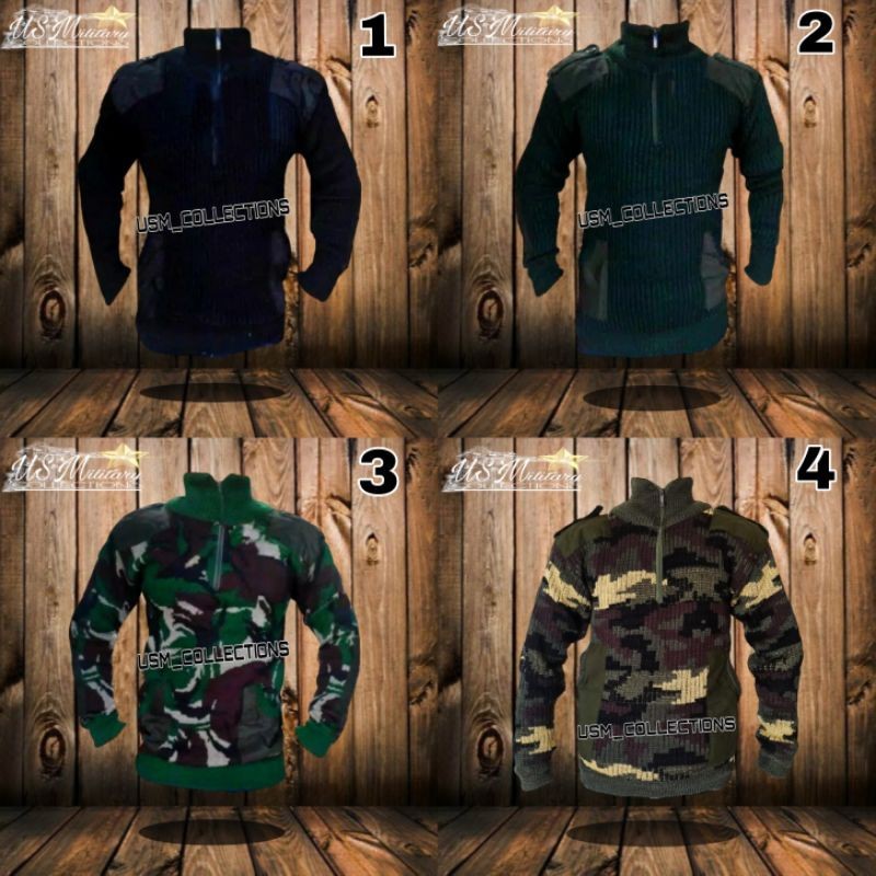 SWEATER RAJUT LORENG ARMY / SWEATER RAJUT PRIA / SWEATER LORENG / HIJAU / HITAM