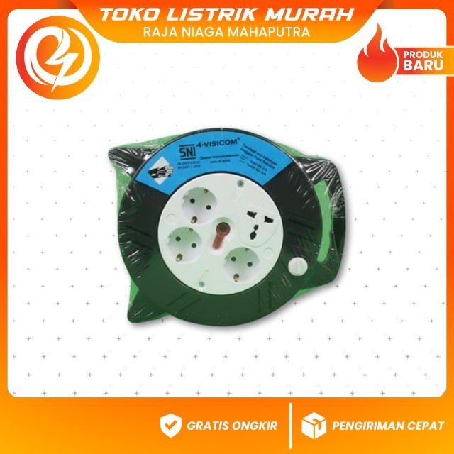 Colokan Roll Visicom Kabel 10 Meter Panjang Best Seller Good Quality Visicom Alat Gulung Kabel Prakt