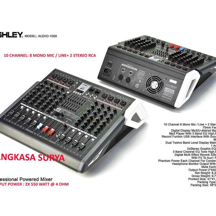 Power Mixer ASHLEY AUDIO 1000 ORIGINAL / Mixer + Power ASHLEY AUDIO1000 10 CHANNEL