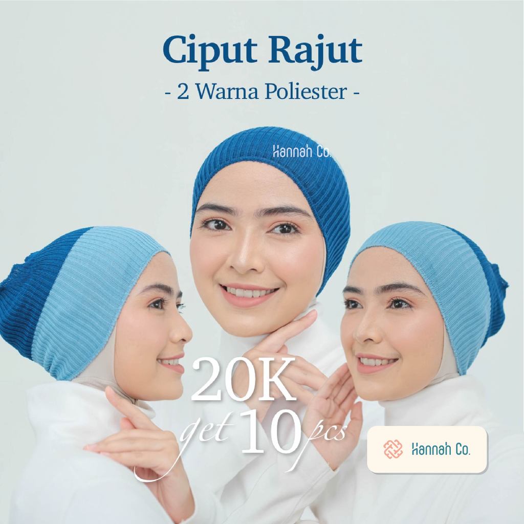 Ciput Rajut Bandana 2 Warna Isi 10 Pcs – Inner Hijab Adem Lembut Nyaman