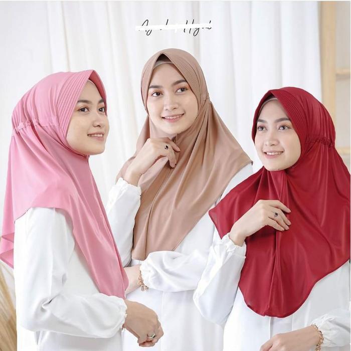 Jilbab Instan Serut Polos Jersey Tearu Termurah / Alody's Collection - Hitam