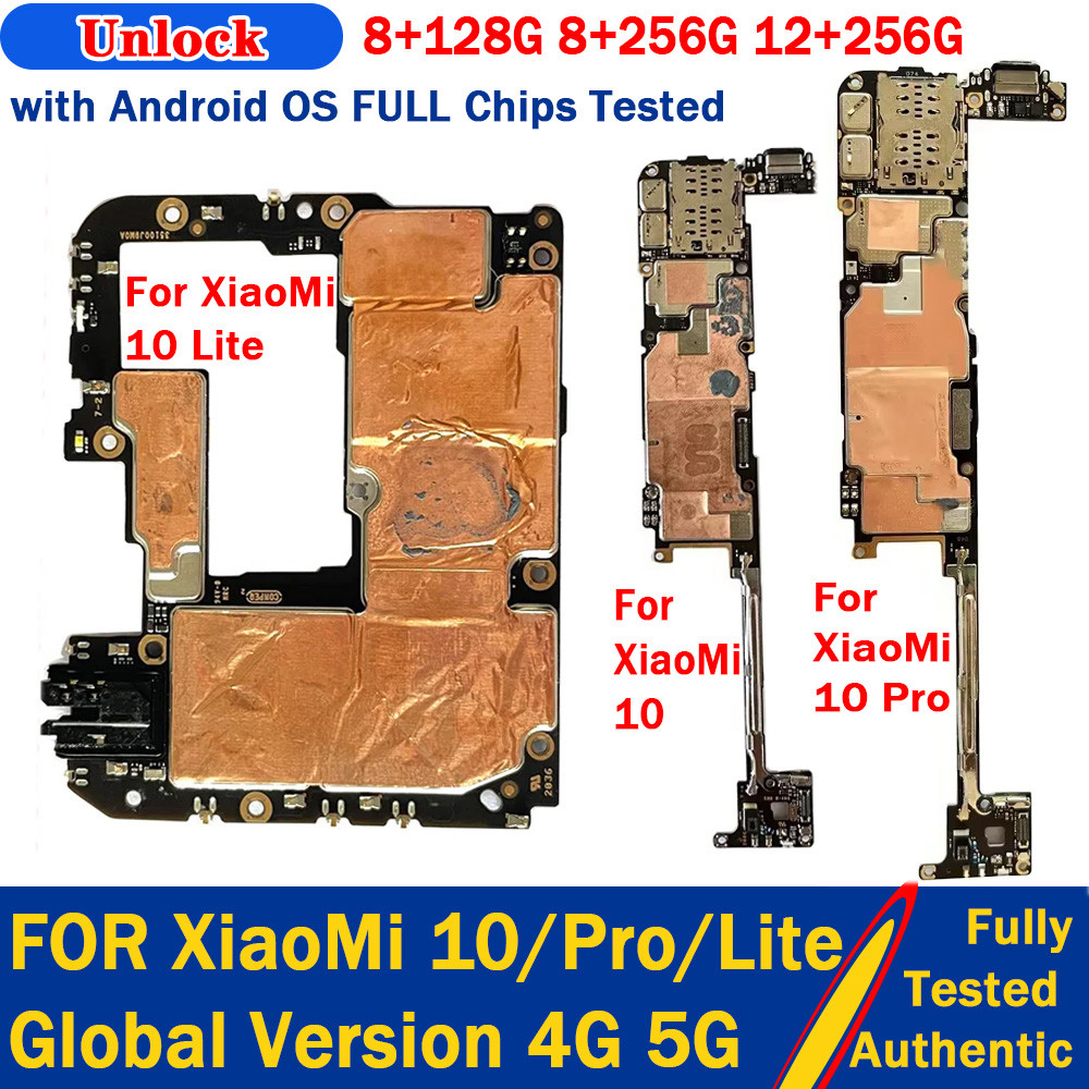 Original For Xiaomi 10/Pro/Lite 5G Motherboard Unlocked Logic Board 8+128GB 8+256GB Full Working Mai