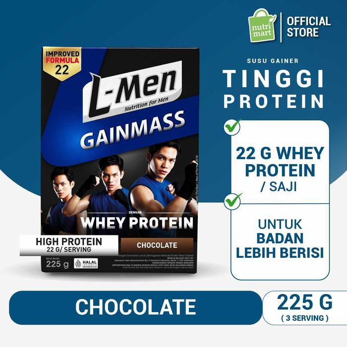 Well Herbal L-Men Gain Mass Chocolate 225 g with 22g Protein / Serving