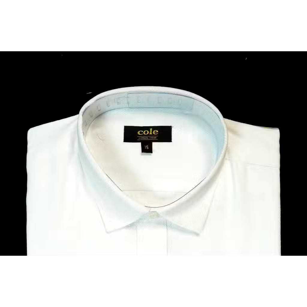 C*LE Kemeja Formal Pria Lengan Panjang Putih Polos Bertekstur / Atasan / Kemeja Kerja Pria / Jas