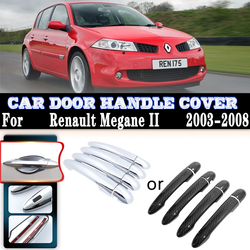 Untuk Renault Megane II MK2 2003~2008, Set Trim Penutup Gagang Pintu Mobil ABS Serat Karbon Atau Kro