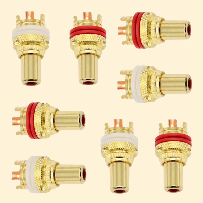 Soket Jack Kuningan Berlapis Emas CMC RCA Female Terminal Plug untuk Panel Sinyal Audio Video Pemasa