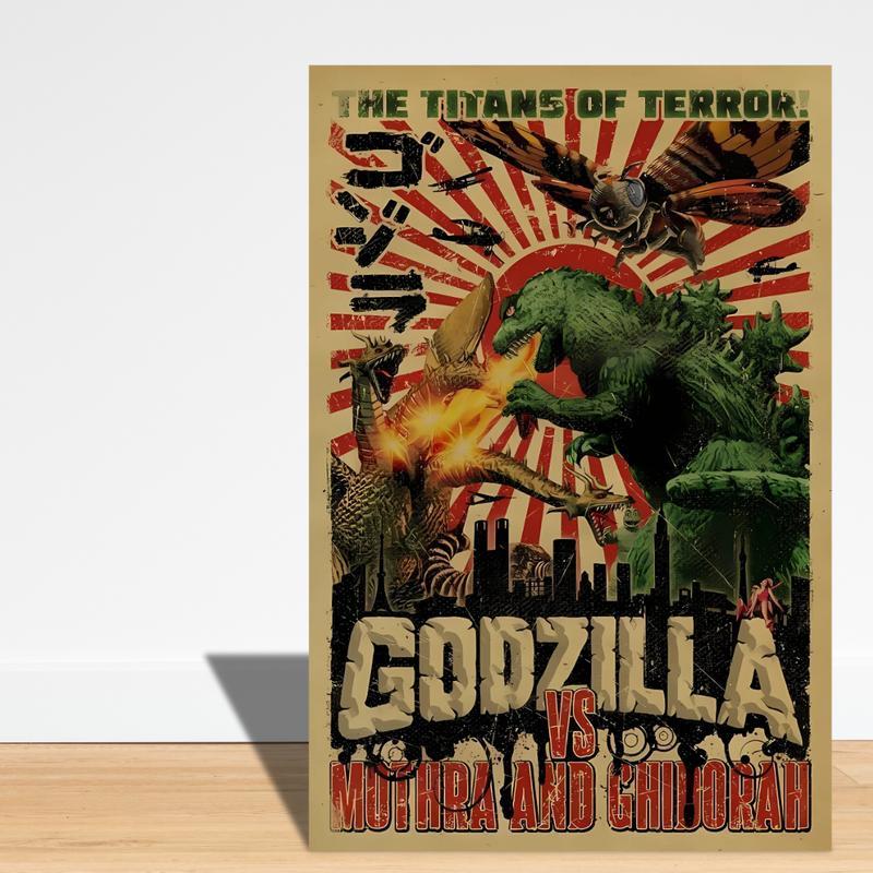 Hiasan Dinding Poster Kamar Retro Vintage Godzilla Walldekor Dekorasi Pajangan Tembok Aesthetic Baha