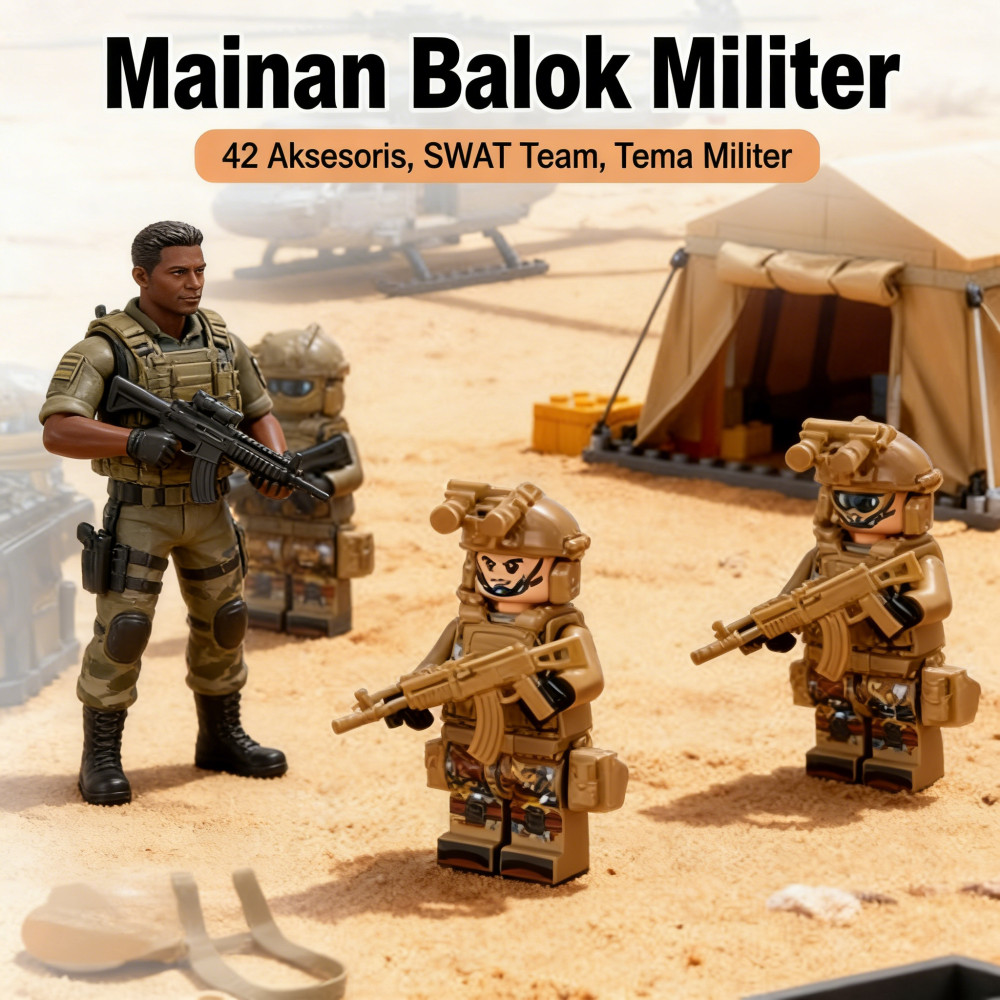 Balok Militer Susun Minifigure Team Swat Tentara Mini Mainan