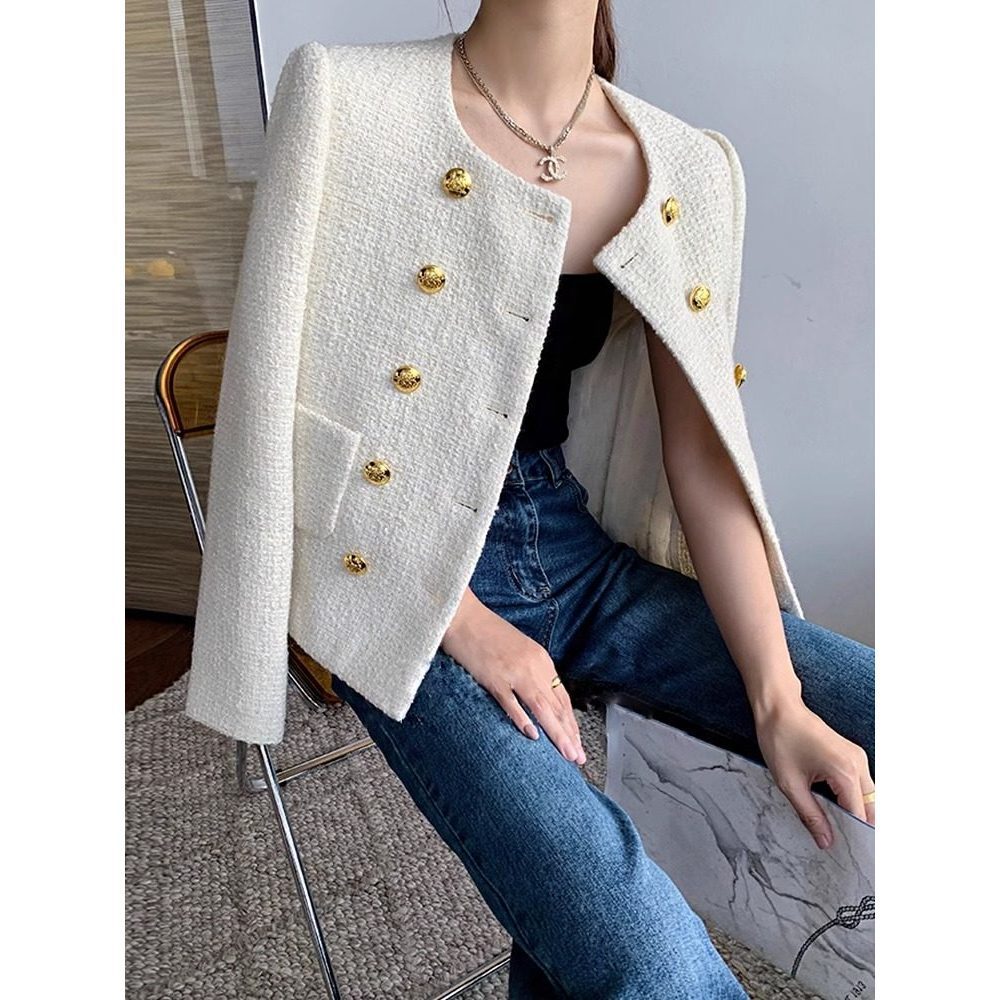 Korean outer putih crop wanita kekinian aesthetic outer lebaran polos formal lengan panjang atasan o