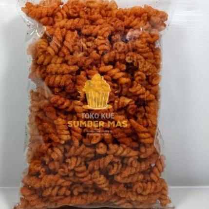Makaroni spiral Pedes 250 gr / kue kering kiloan / aneka snack - Pedas