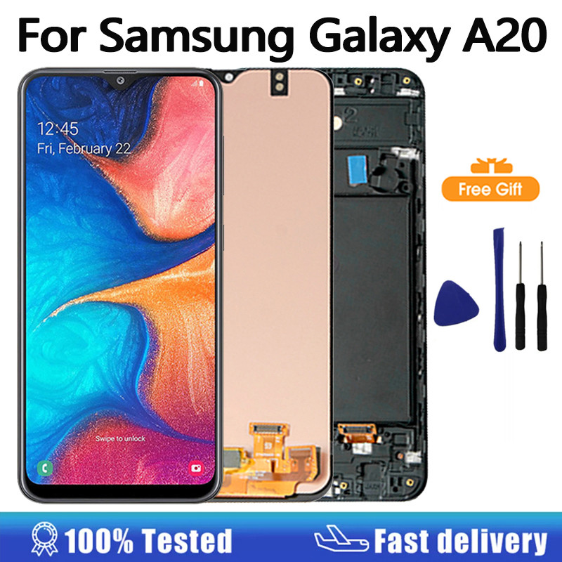 Super AMOLED splay For Samsung Galaxy A20 LCD splay Touch Screen gitizer Assembly For Samsung A20 LC