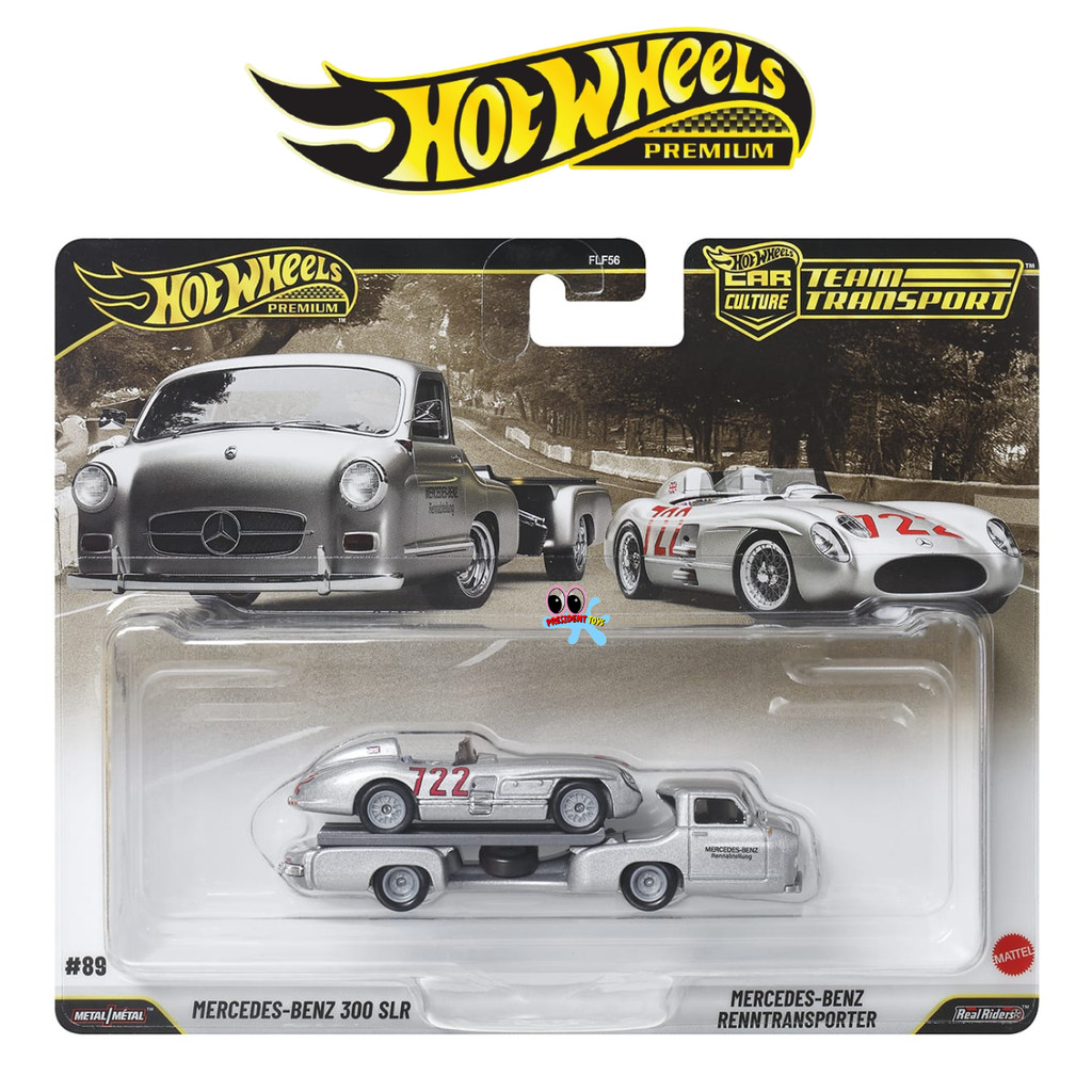 Hot Wheels Premium Team Transport Mercedes Benz 300 SLR Vs Renntransporter Silver Truck Black Mobil 