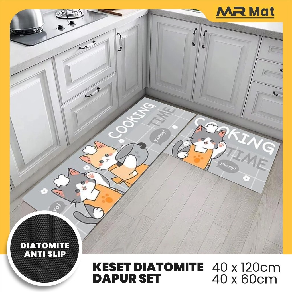 MR MAT Keset Dapur Diatomite Original 2in1 Anti Slip Kitchen Floor Mat Set 40x60cm & 40x120cm