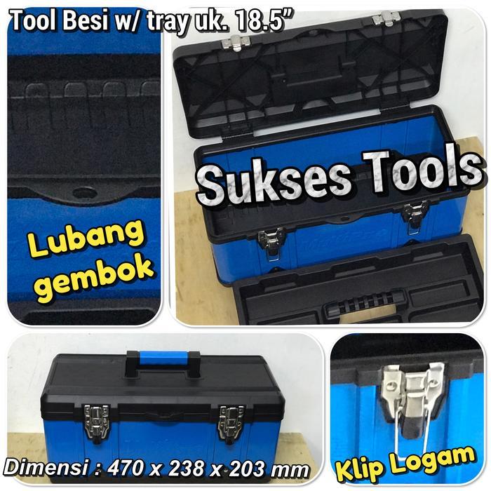 Tool Box Besi 18,5” With Tray Multipro Metal Tool Box - STD packing