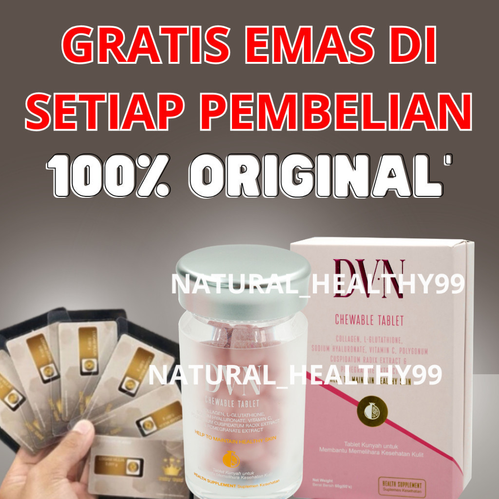 DVN Collagen 100% Original Tablet Kunyah Untuk Membantu Memelihara Kulit Menjadi Awet Muda DVN PERME