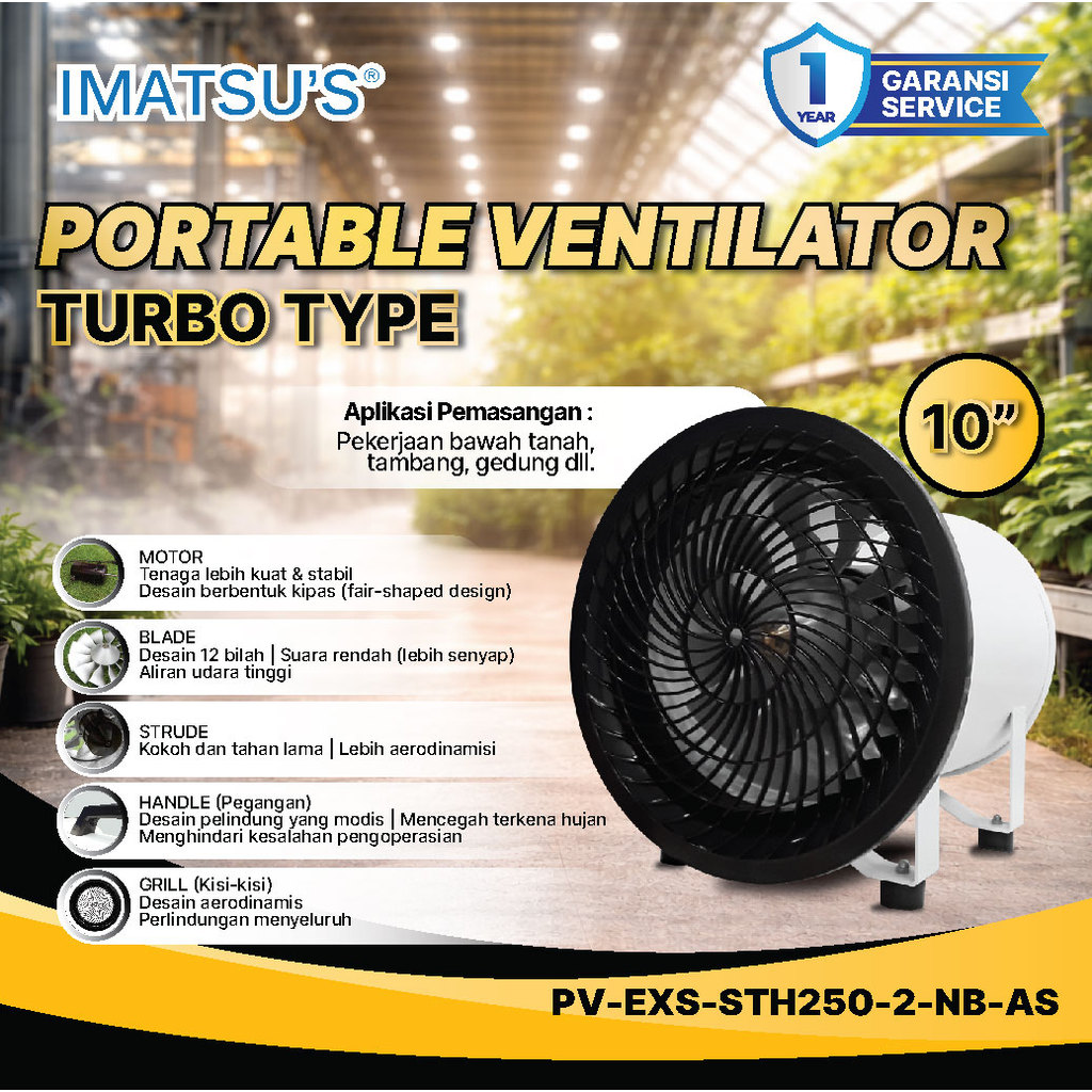 Portable Ventilator Imatsu 10 Inch 220V  Ventilator Blower Kipas Ventilator