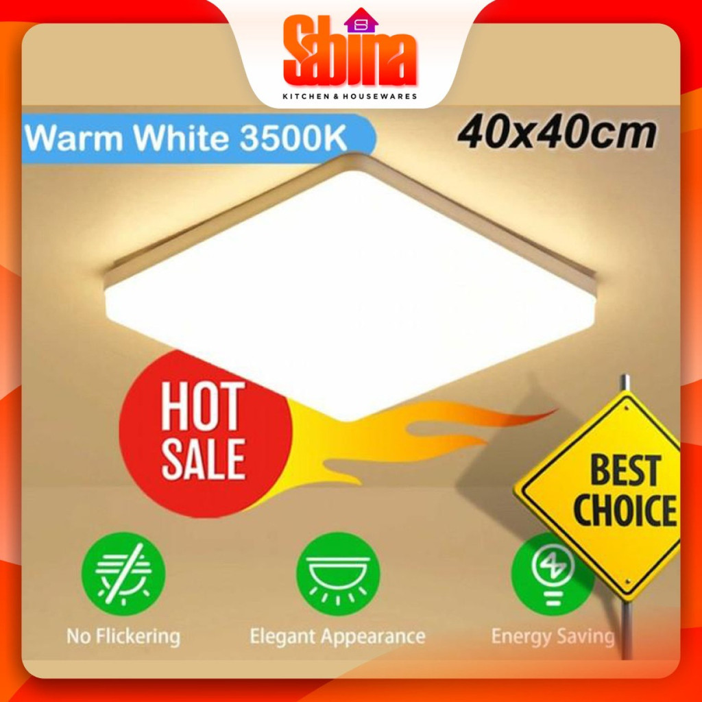 Lampu Plafon LED Kotak Persegi Ceiling Light Warm White 36W 40x40cm