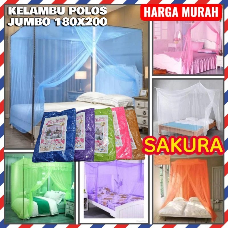 HML | KELAMBU KOTAK POLOS | MOTIF BUNGA JUMBO 180X200 SAKURA JUMBO 180X200 TIRAI KAMAR TIDUR KASUR A