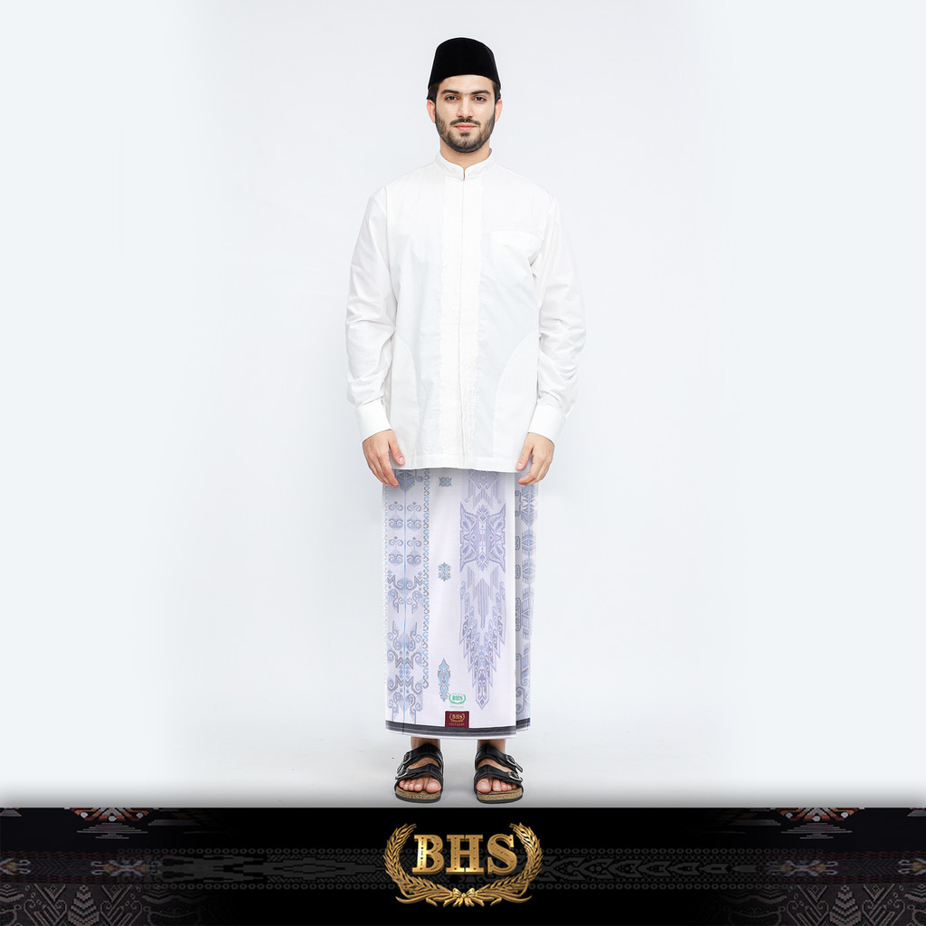 AUTHENTIC Sarung BHS Excellent Super Gold Motif E58 JEA SJ Putih Biru 02