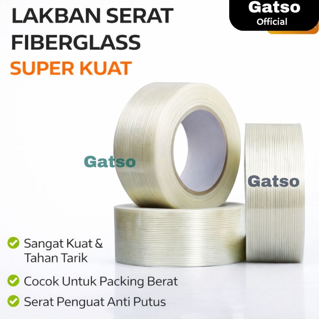 Lakban Super Kuat Fiber Tape Isolasi Bening untuk Packing Barang Berat