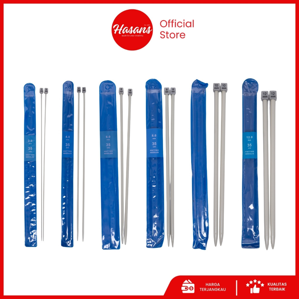 Hasans / [1 Set (2 Pcs)] Jarum Knitting Breien SPN / Hakken / Hakpen / Knitting Needles / Jrm Rajut 