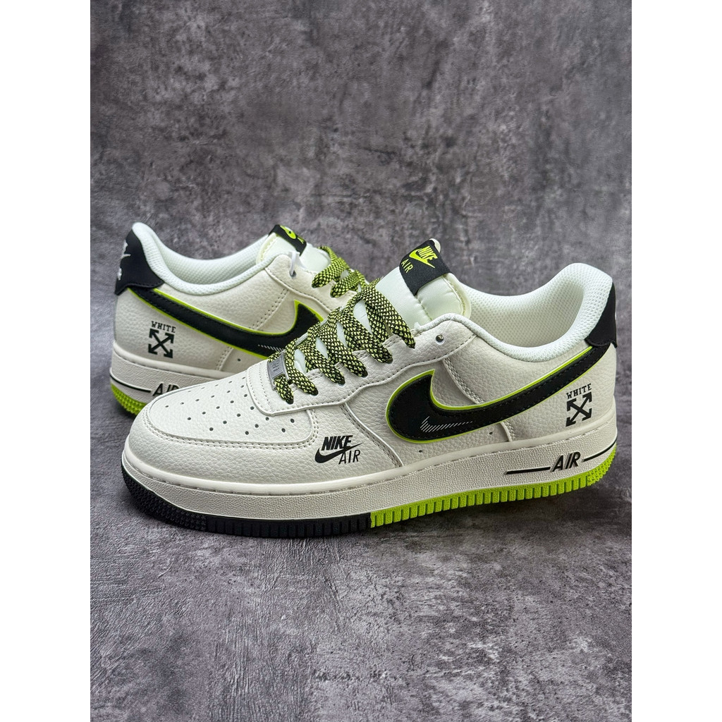N1K3 A1R Force 1 Low OFF WHITE Sepatu olahraga kasual klasik yang nyaman berwarna putih hijau dan hi