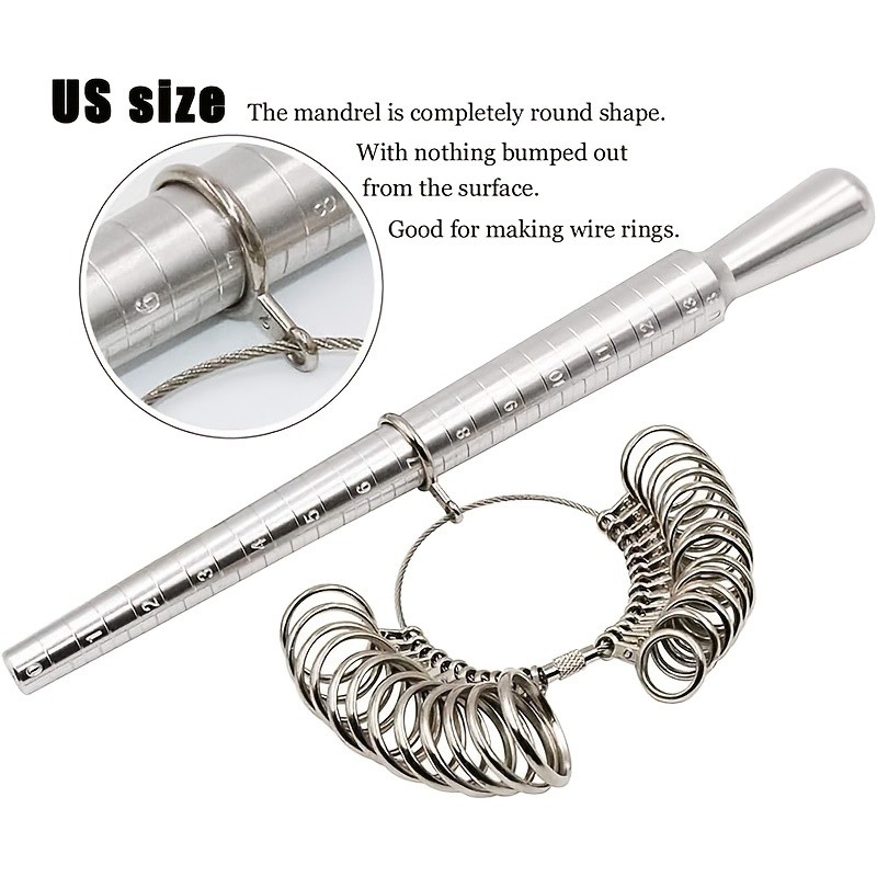 US Ring Sizer Measuring Tool Metal Ring Mandrel Ring Measurer and Ring Sizer Women Men Ring Sizing K