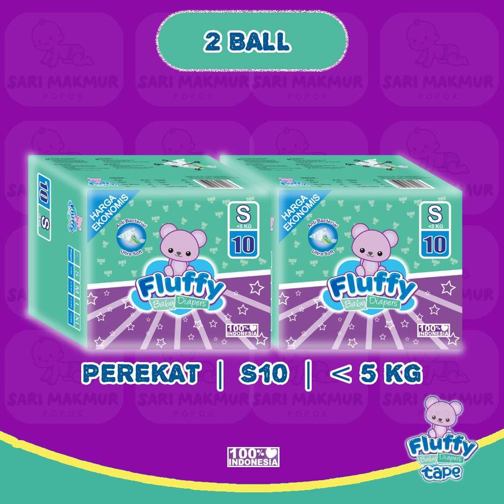 2 BALL Fluffy Pampers Murah Promo Popok Baby Tipe Perekat Satuan Newborn S10 S20 M36