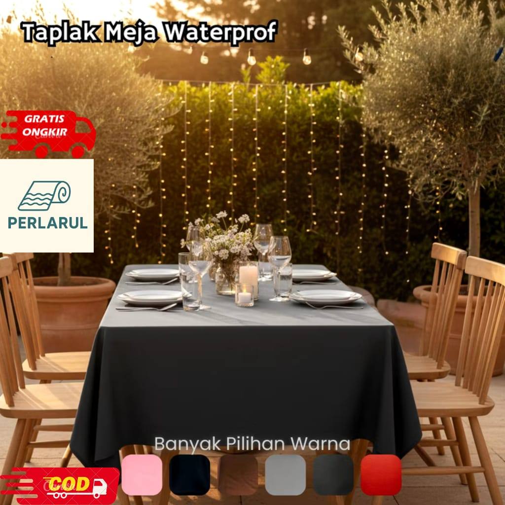 Taplak Meja Aesthetic Waterproof Taplak Meja Makan Oval Permeter X 137CM