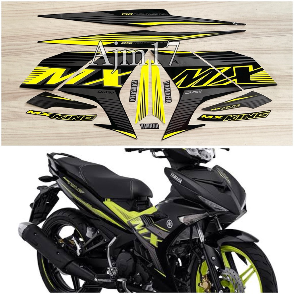 COD STIKER STRIPING MOTOR MX KING 2021 HITAM LIS KUNING BLACK METALLIC 12 STRIPING MOTOR KUALITAS TE