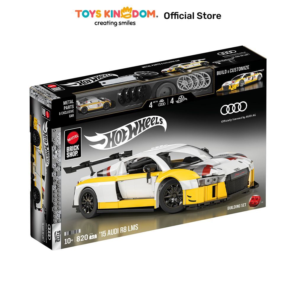 Toys Kingdom Mattel Brick Shop Hot Wheels 15 Audi R8 LMS Set 820 pcs - Kuning/Putih Balok Susun Buil