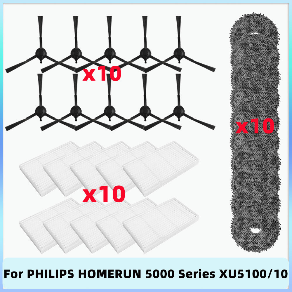 Compatible For PHILIPS HOMERUN 5000 Series Robot Vacuum XU5100/10 Main Side Brush HEPA Filters Mop C