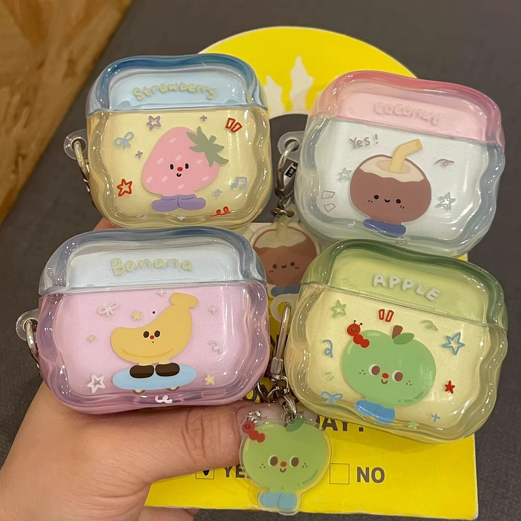Casing Earphone AirPods4 Kartun Musim Panas Lucu Buah Orang Kecil AirPods Pro3 2025 Nirkabel Bluetoo