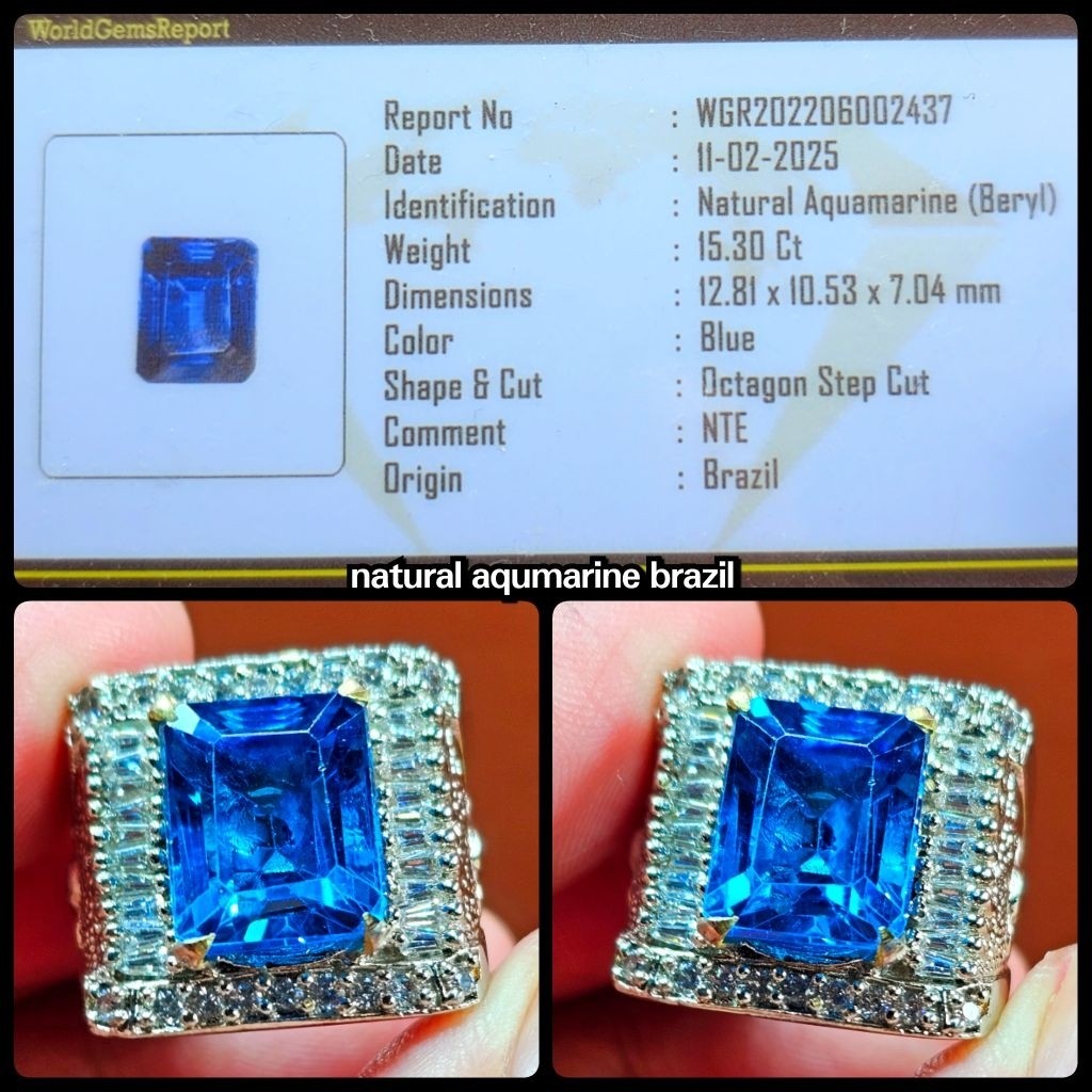 Natural Permata Aquamarine Beryl Asli Brazil Super Kontes