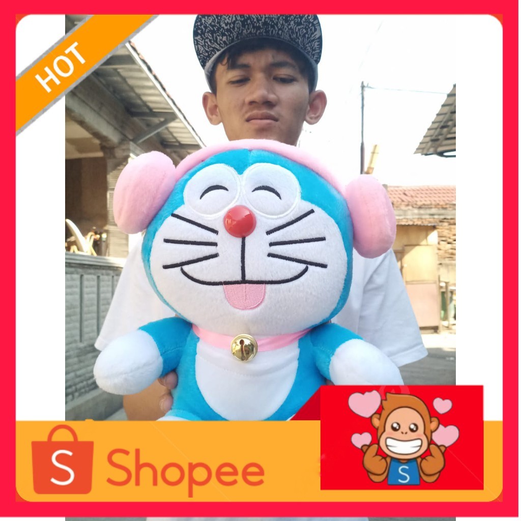 Boneka Doraemon Pake Headsheat Pink / Boneka Doraemon / Doraemon