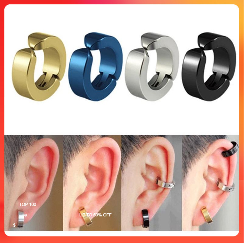 Anting Jepit Pria Wanita Tanpa Tindik Titanium Stainless / Anting Jepit Pria dan Wanita Korea Gaya T