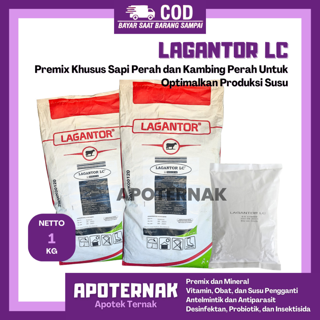 LAGANTOR LC (Lactating Cow) 1 KG - Premix Khusus Sapi Perah dan Kambing Perah Optimalkan Produksi Su