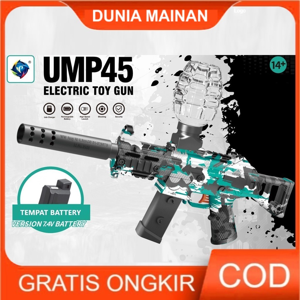 DUNIA MAINAN  BTC-3040 UMP45 ELECTRIC TOY GN Mainan Tembakan Water Seru Bubble Keren Outdoor / maina