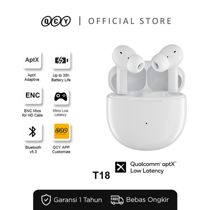 QCY T18 MeloBuds BHQT18B Bluetooth Eaud dengan Snapdragon Sound dan Garansi Resmi 12 Bulan Eahone He