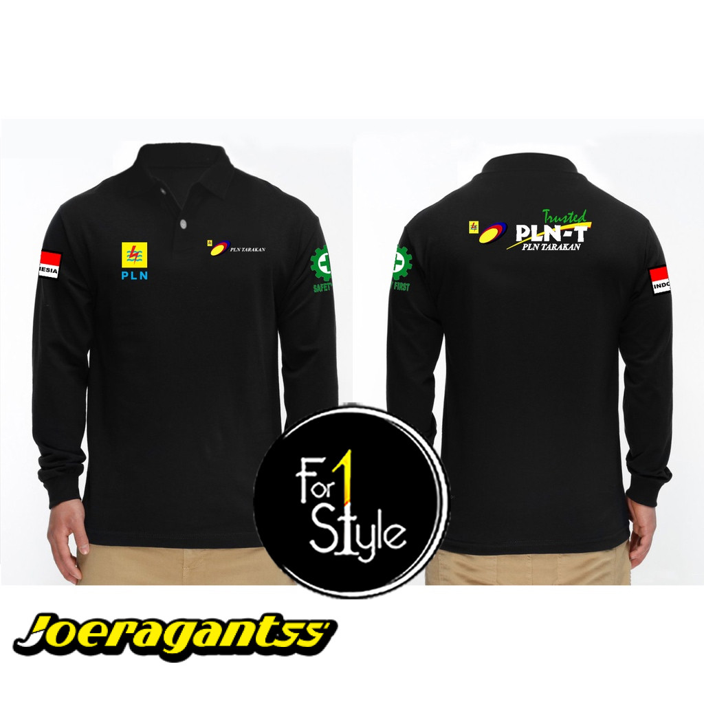 TYPE 03 -  BAJU kerah mode polo LISTRIK TARAKAN belakang dan Depan LOGO PLN - BAJU PLN LISTRIK TARAK
