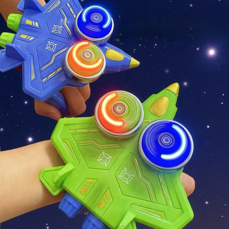 Mainan Gasing Ganda Tarik Tali/Mainan Anak Laki-Laki/Gasing Pesawat Terbang Bersinar