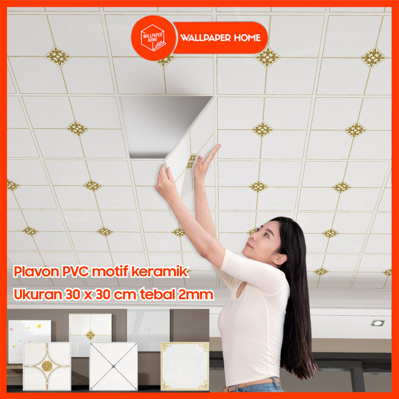 WALLPAPER HOME OFFCIAL STORE - Plafon PVC Motif Keramik 30x30 cm Anti Air Wallpaper Langit-Langit De