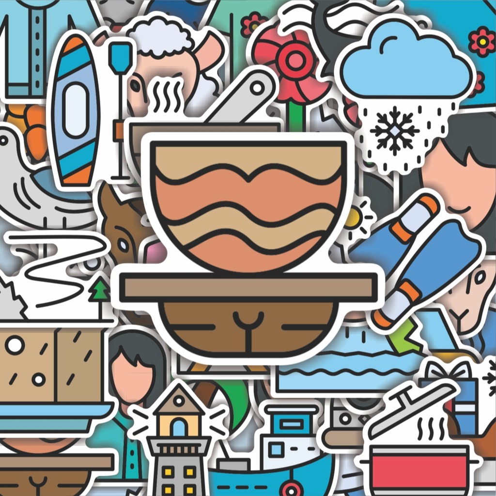 100PCS Lucu Iceland Stiker Aesthetic Stiker Anti Air Stikers Berperekat Waterproof sticker decal bua