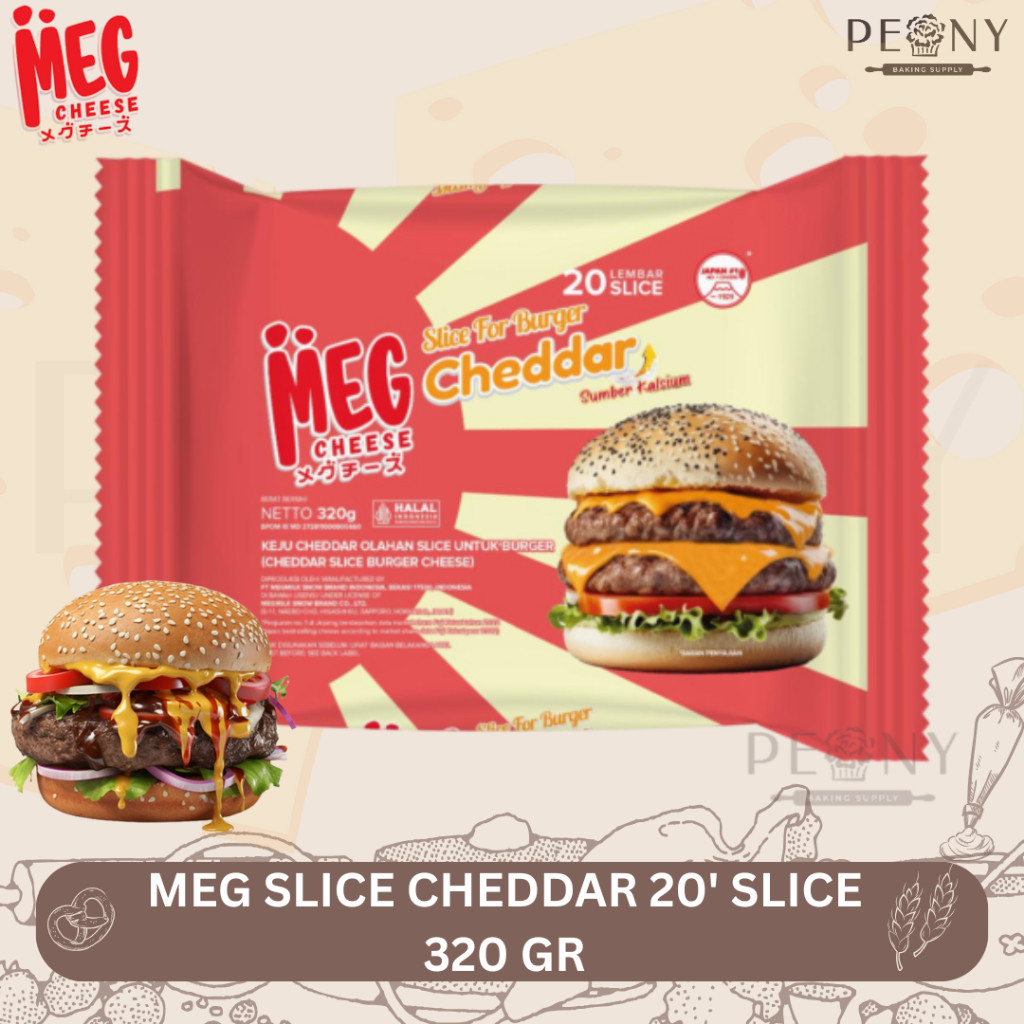 MEG KEJU CHEDDAR SLICE FOR BURGER 20 SLICE 320 GRAM / KEJU CHEDDAR UNTUK BURGER / KEJU CHEDDAR BURGE