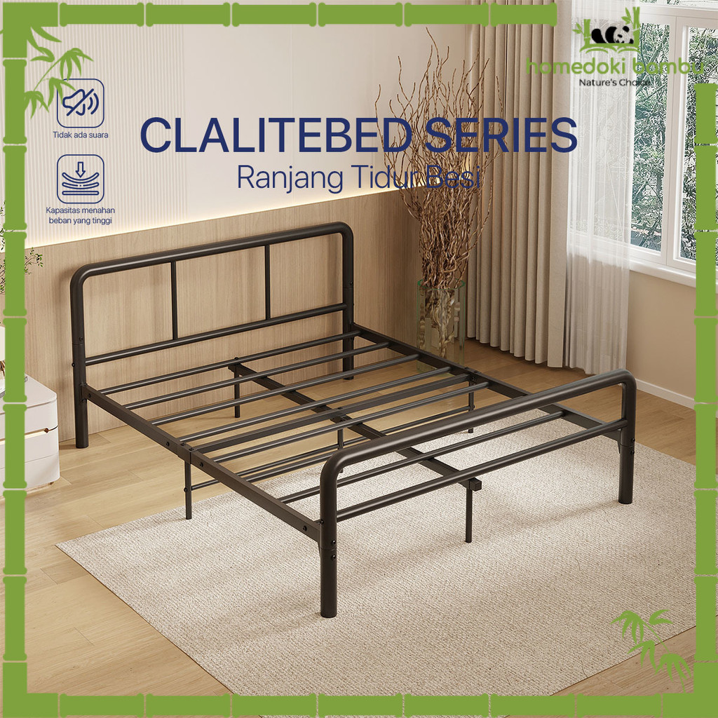 Homedoki Bambu CLALITEBED Series / Kai Ranjang Besi Industrial Minimalis / Divan Ranjang Besi Rangka