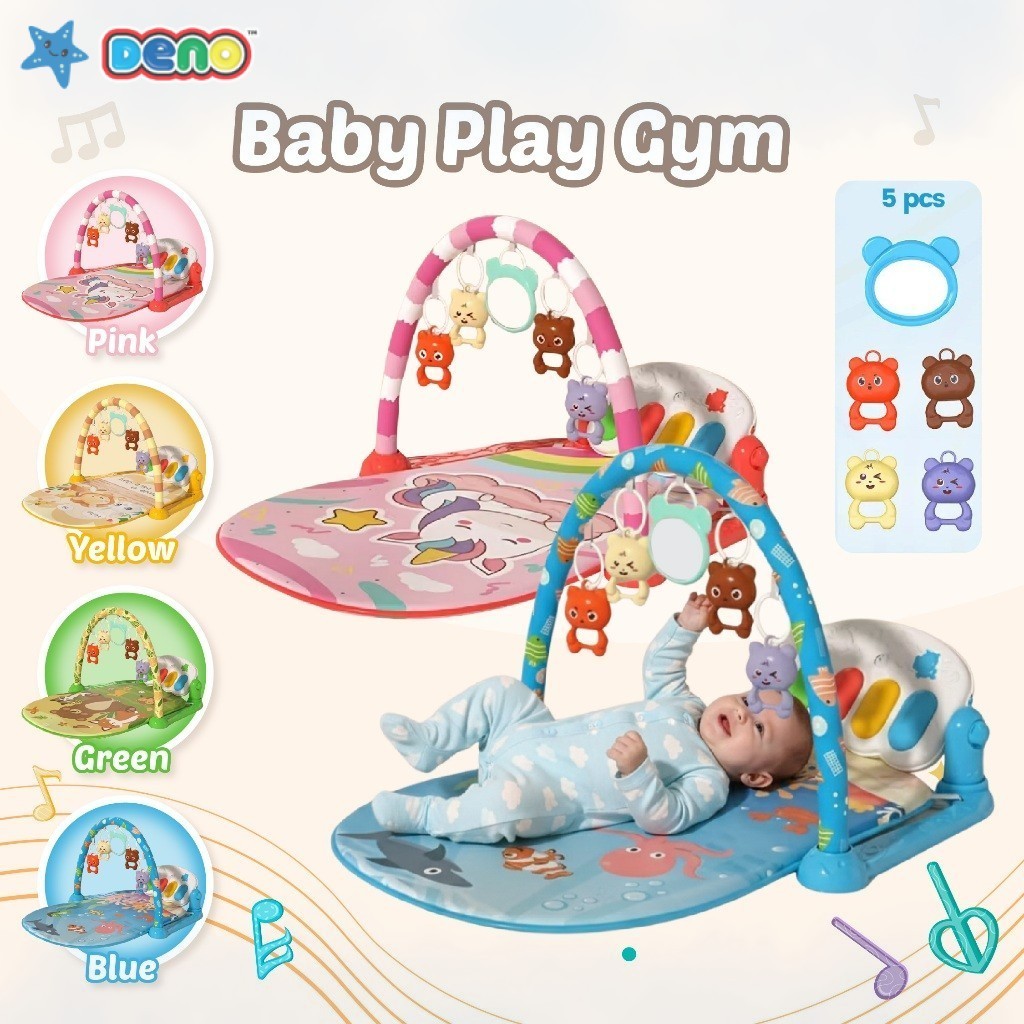 DENO All in One Baby Piano Gym Mat – Play Gym B Mainan Piano Kaki Bayi Multifungsi 0–12 Bulan