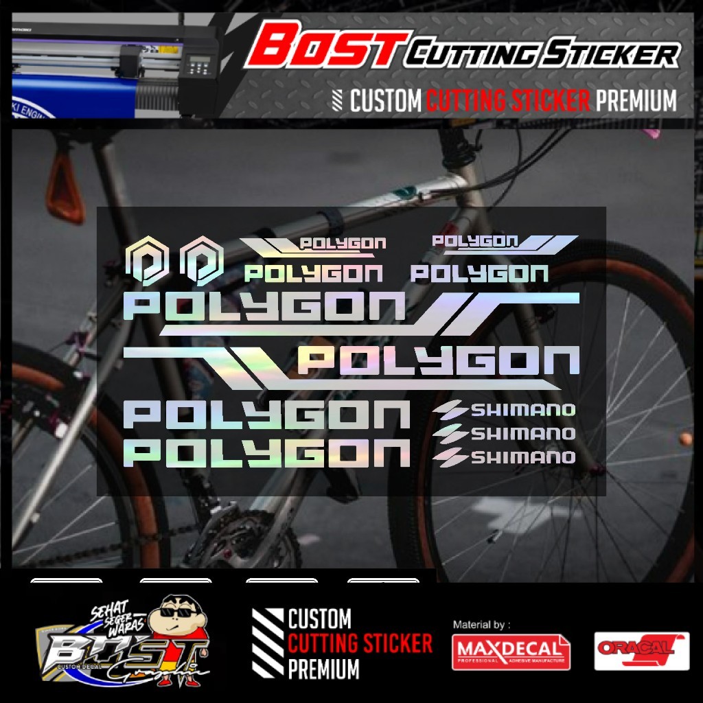 Sticker Cutting Sepeda POLYGON Variasi Stiker Sepeda Set Dewasa Aksesoris Frame Batang Mtb Lipat  01